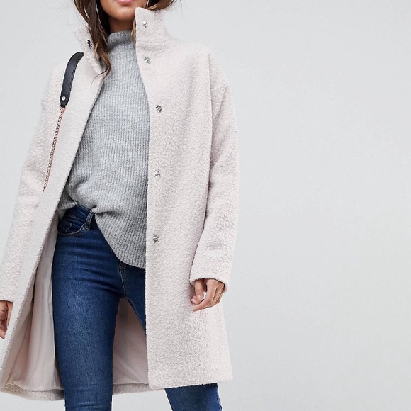womens grey funnel neck coat